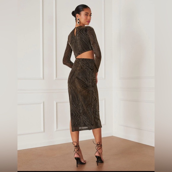 Vici Collection - The Iman Metallic Knit Cutout Long Sleeve Dress - Picture 4 of 5